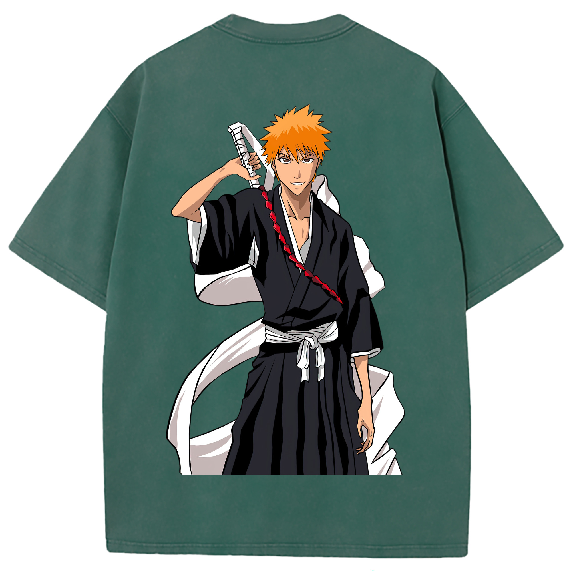 （画像用） ブリーチ 黒崎一護（くろさき いちご）BLEACH Kurosaki Ichigo 綿100% ヴィンテージ風 半袖Tシャツ（背面プリント）